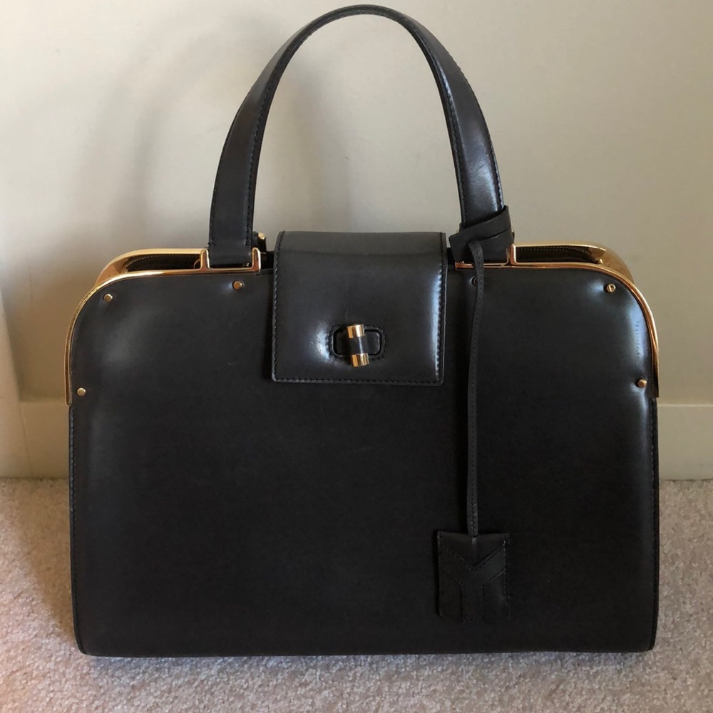 YSL Charcoal Leather Handbag authentic